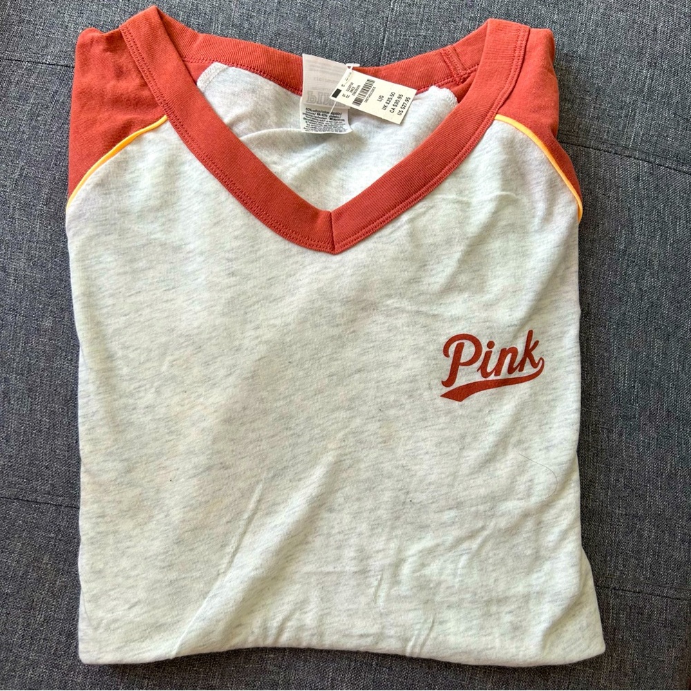 PINK Raglan Tee size Large